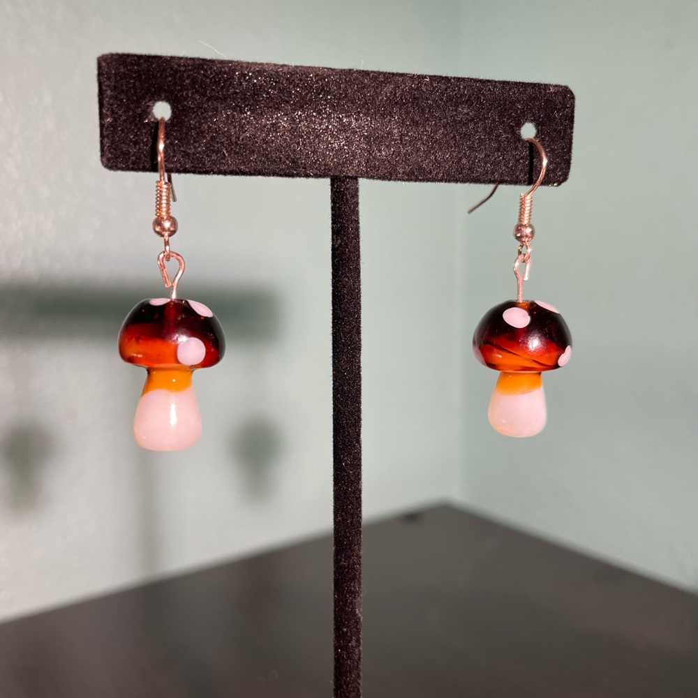 Handmade earrings real glass and stone